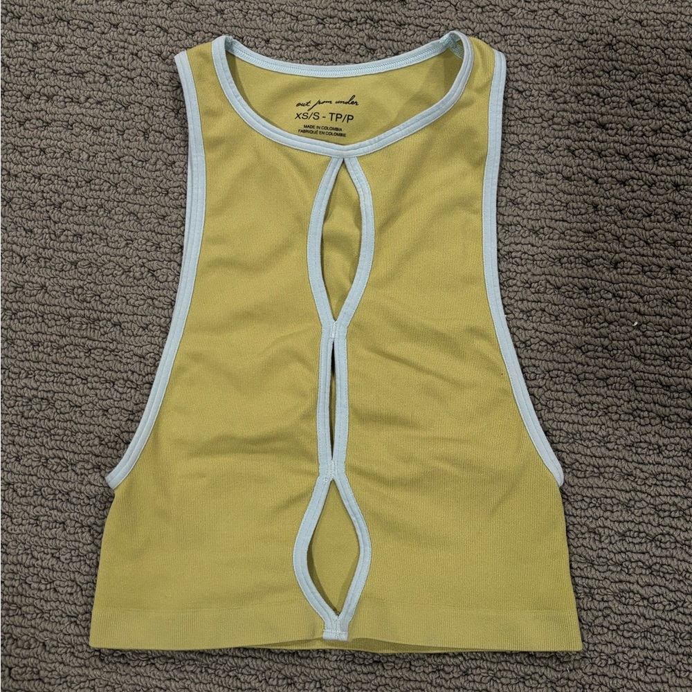URBAN OUTFITTERS High Neck Cut Out Going Out Tank Green and Blue Size XS